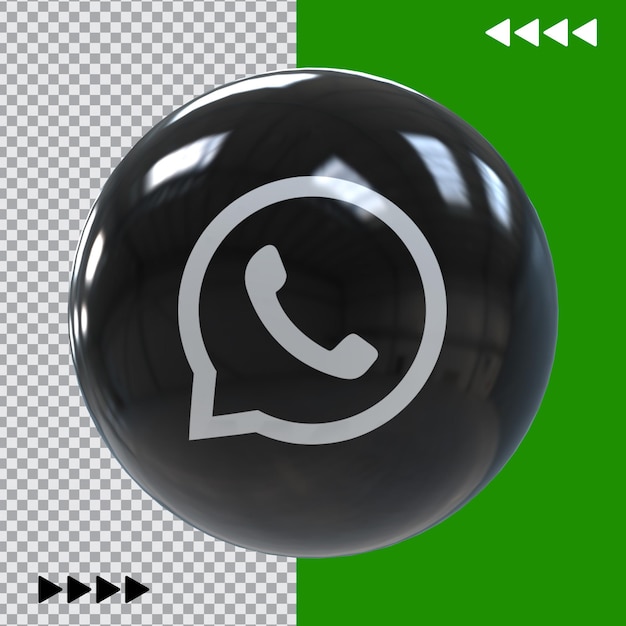 Rendu noir de l'icône Whatapp 3D