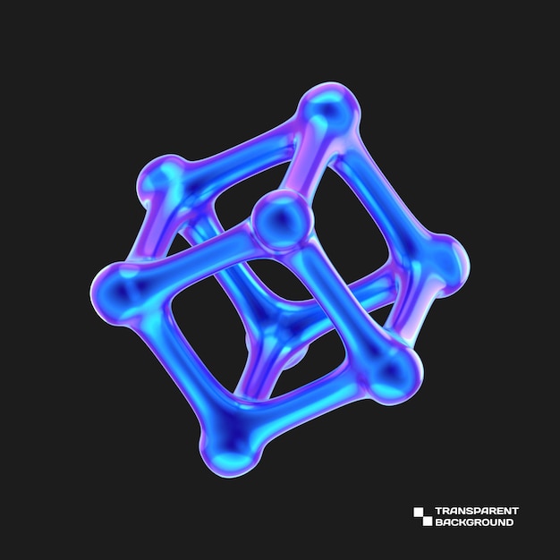 PSD rendu d'objet métal violet abstrait 3d