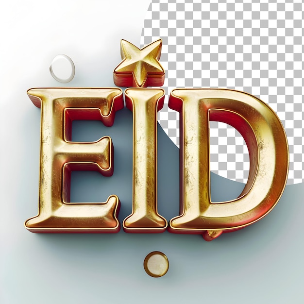 PSD le rendu psd 3d de l'eid golden text est un arrière-plan png isolé.