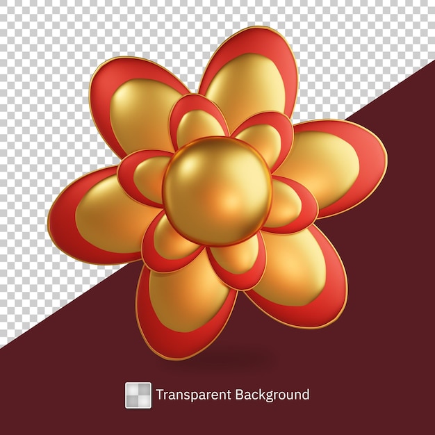 PSD rendu psd 3d de l'icône de la fleur d'or chinoise