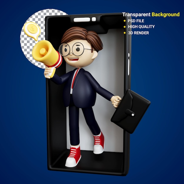 PSD rendu psd 3d icône de l'illustration de l'homme d'affaires