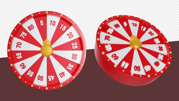 PSD rendu réaliste 3d du jeu de roue de rotation avec numéro