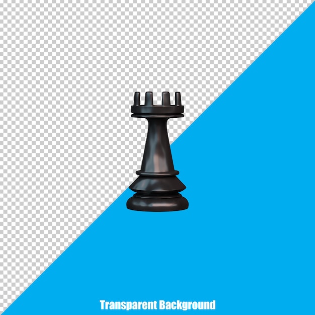 Rendu réaliste 3D stylisé d'une pièce d'échecs sur fond transparent