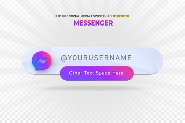 Rendu de style 3d de la troisième bannière inférieure de Messenger