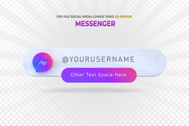 PSD rendu de style 3d de la troisième bannière inférieure de messenger
