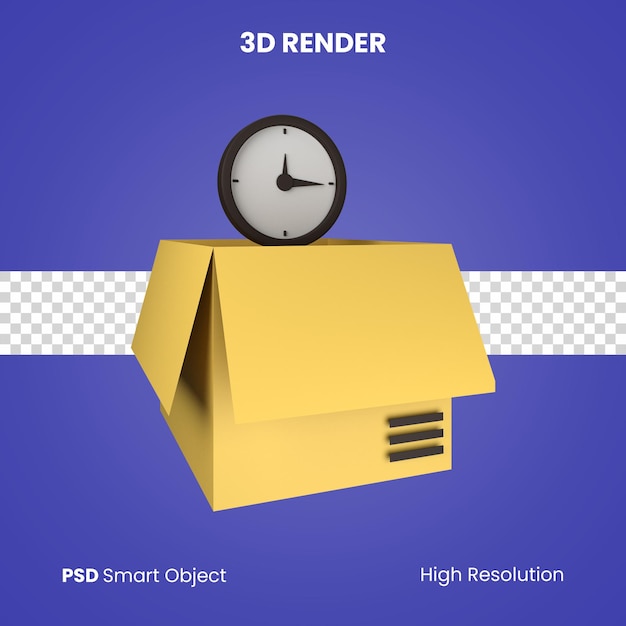 PSD rendu de temps d'expédition 3d isolé