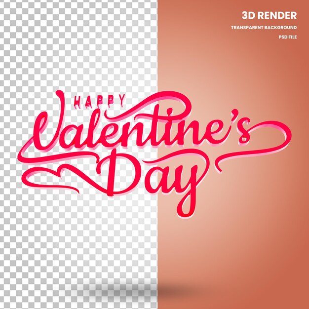 PSD rendu de texte de caractère 3d éléments de la saint-valentin