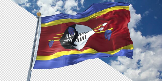 PSD rendus 3d réalistes du drapeau du swaziland transparent