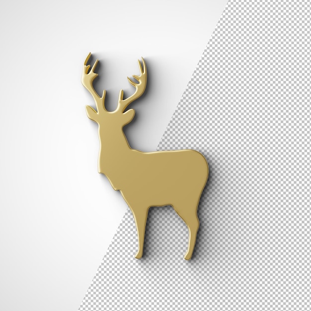 Reno de Navidad 3D dorado metálico. Maqueta abstracta realista con 3d. Fondo de color personalizado