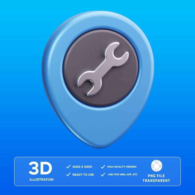 Reparação de aparelhos PSD localização pinserviceequipmentpisition Ilustração 3D