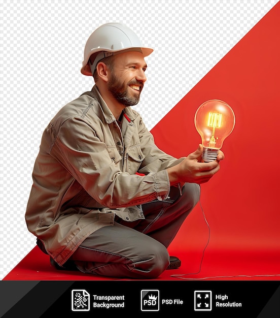 Reparador sonriente cambiando la bombilla eléctrica en el interior png