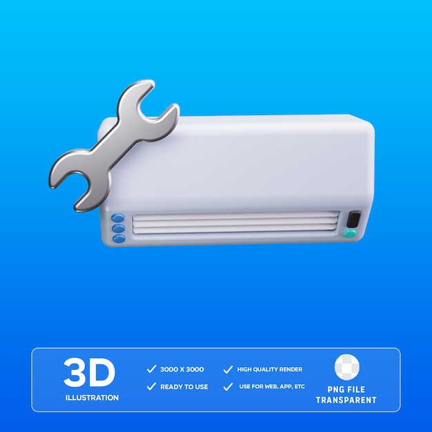 Reparaturwerkzeug für Klimaanlagen PSD Dienstleistungsausrüstung 3D-Illustration