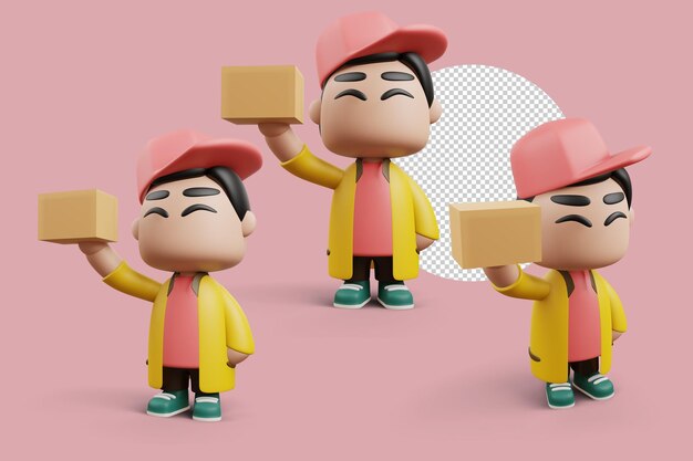 repartidor, tenencia, un, caja, 3d, interpretación