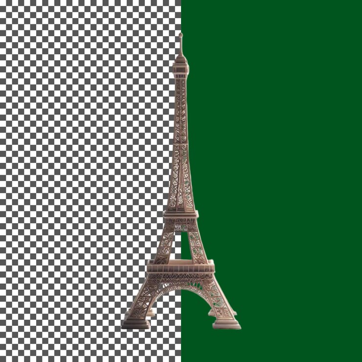 PSD replica intrincada de la torre eiffel para proyectos creativos en fondo transparente png psd