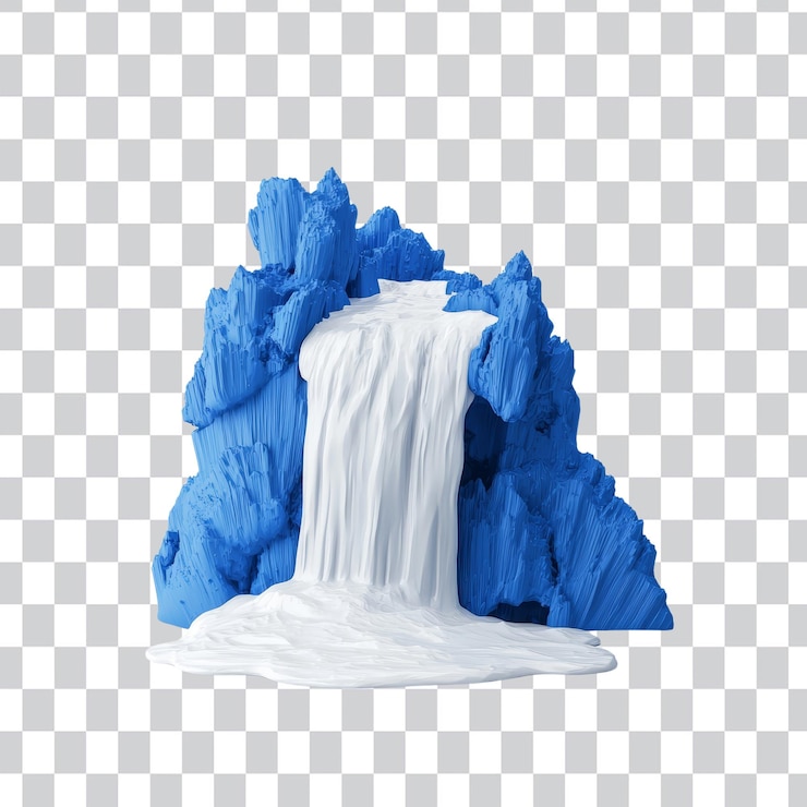 PSD representação artística de uma cachoeira azul em cascata sobre rochas