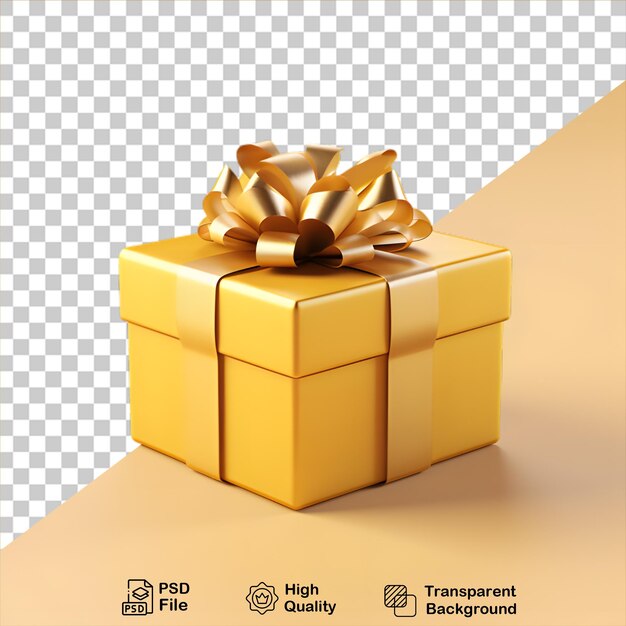 PSD representação de caixa de presente dourada 3d com fita dourada isolada em transparente