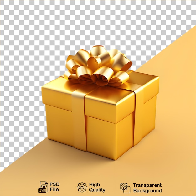 PSD representação de caixa de presente dourada 3d com fita dourada isolada em transparente