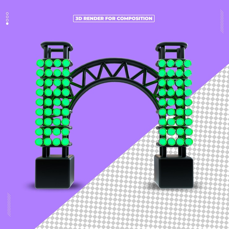 PSD representação em verde da estrutura luminosa do reflector em 3d