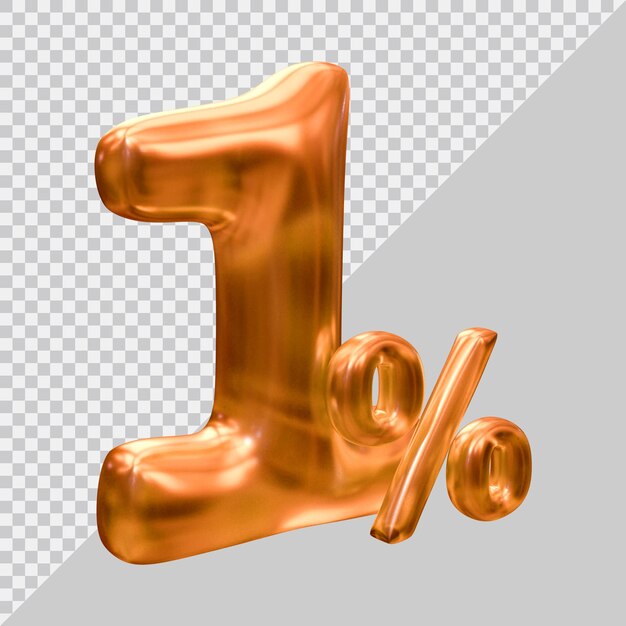representación 3d del 1 por ciento con estilo moderno
