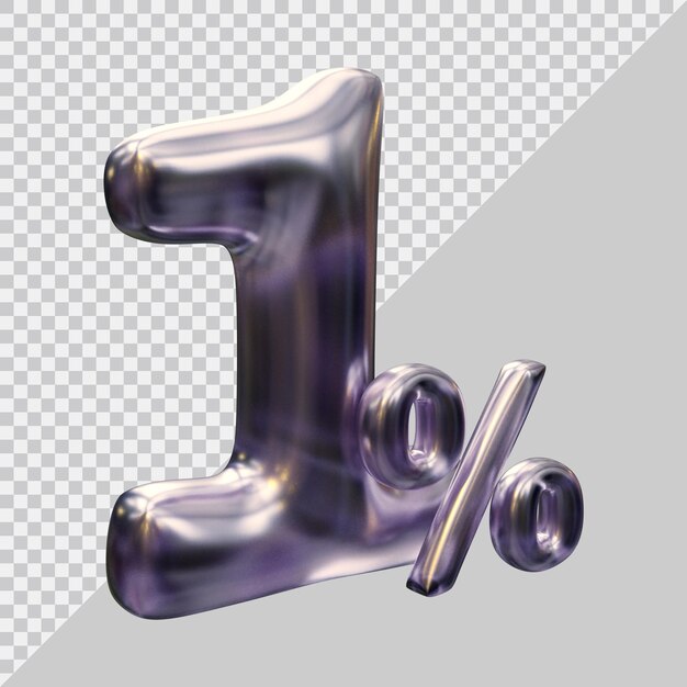 representación 3d del 1 por ciento con estilo moderno