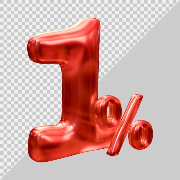 representación 3d del 1 por ciento con estilo moderno