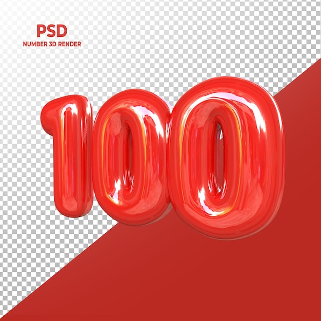 Representación 3d 100 Porcentaje para el color social rojo PSD Premium