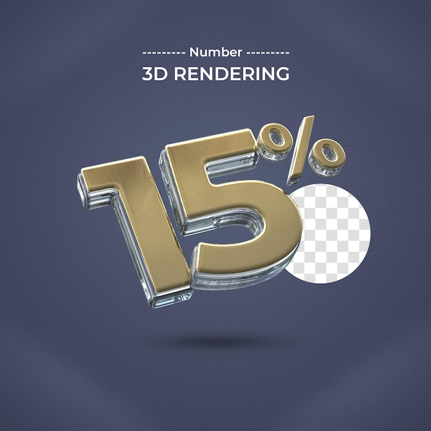Representación 3d del 15 por ciento con fondo transparente