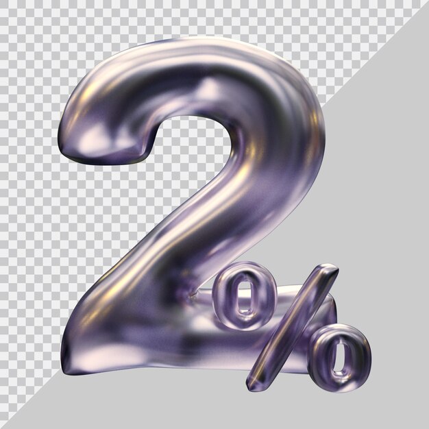 Representación 3d del 2 por ciento con estilo moderno.