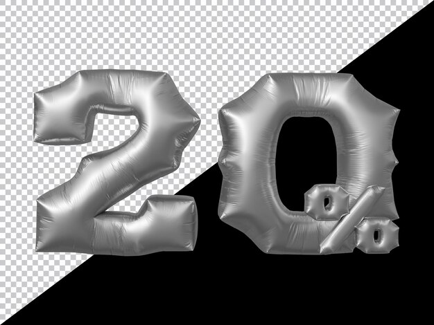 Representación 3d del 20 por ciento de plata del globo