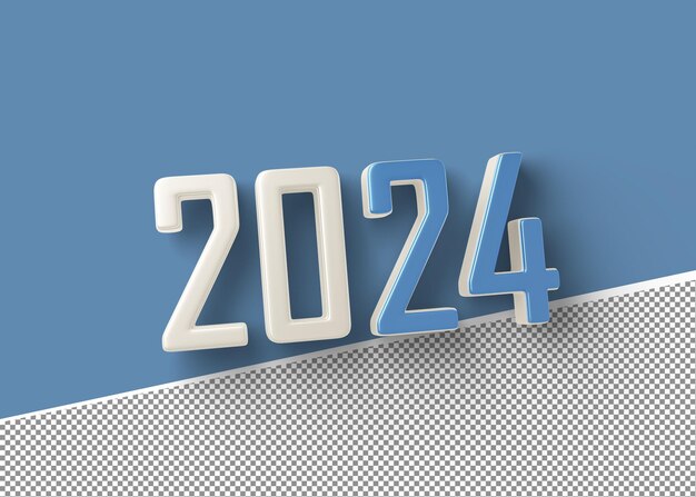 Representación 3d 2024 azul con composición blanca