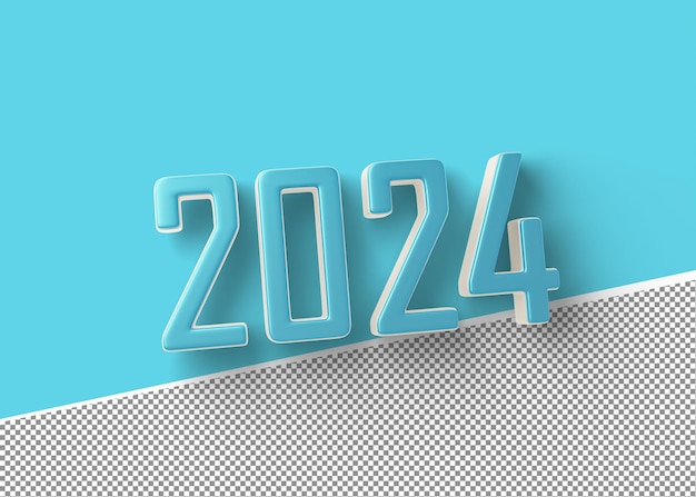 Representación 3d 2024 blanco con composición azul cielo