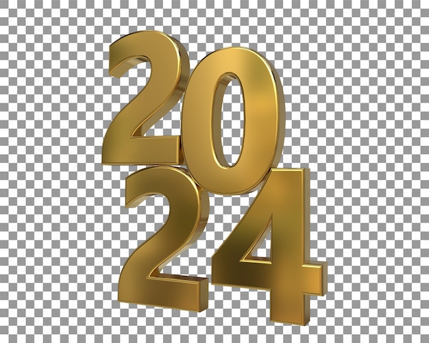 Representación 3d 2024 feliz año nuevo elemento de diseño de tipografía de texto 3d