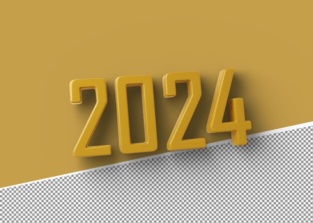 Representación 3d 2024 naranja con composición amarilla