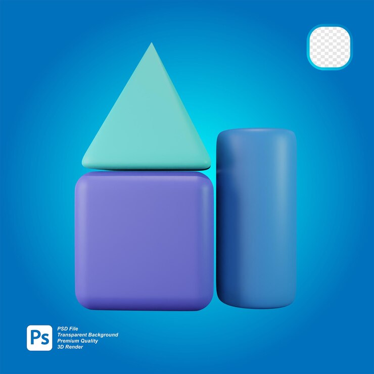 PSD representación 3d de 3 tipos de bloques