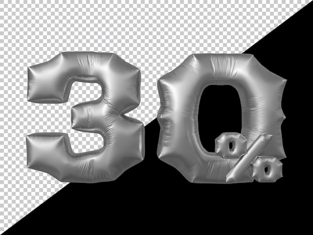 Representación 3D del 30 por ciento del globo plateado