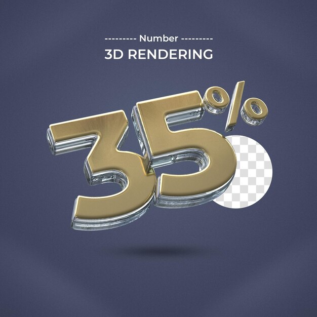 Representación 3d del 35 por ciento con fondo transparente
