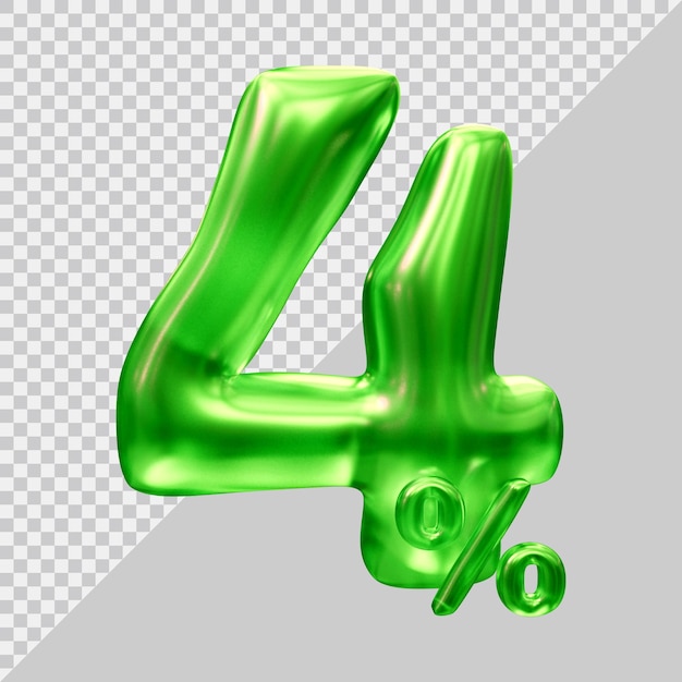 representación 3d del 4 por ciento con estilo moderno