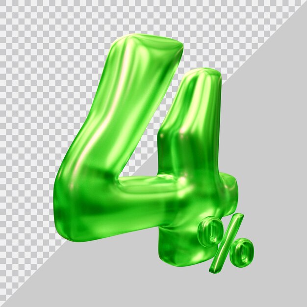 representación 3d del 4 por ciento con estilo moderno