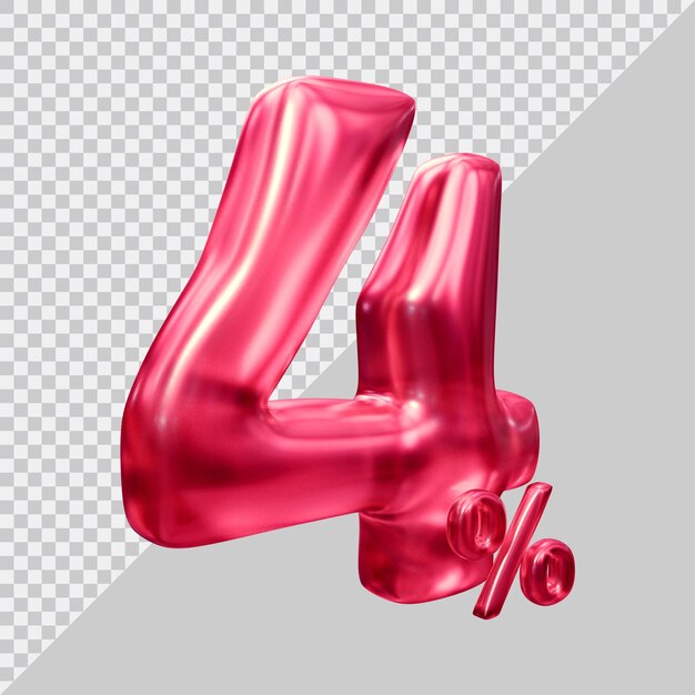 representación 3d del 4 por ciento con estilo moderno