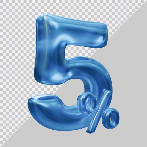 Representación 3d del 5 por ciento con estilo moderno.