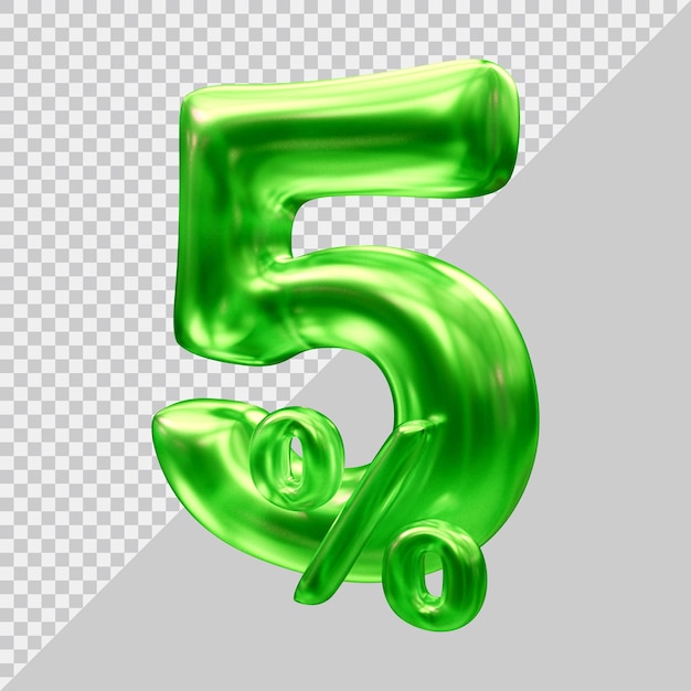 Representación 3d del 5 por ciento con estilo moderno.