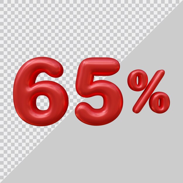 Representación 3d del 65 por ciento con estilo moderno.