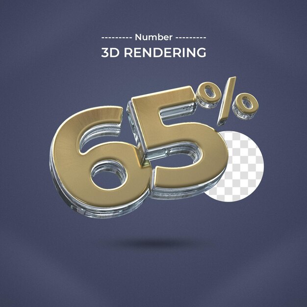 Representación 3d del 65 por ciento con fondo transparente