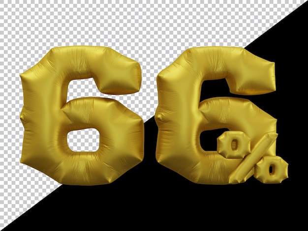 PSD representación 3d del 66 por ciento de oro del globo