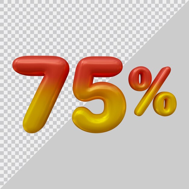 Representación 3d del 75 por ciento con estilo moderno.