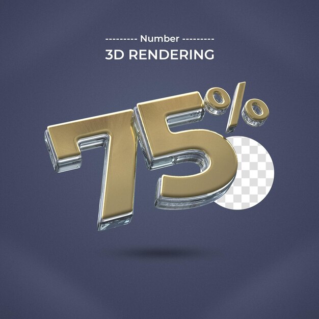 Representación 3d del 75 por ciento con fondo transparente