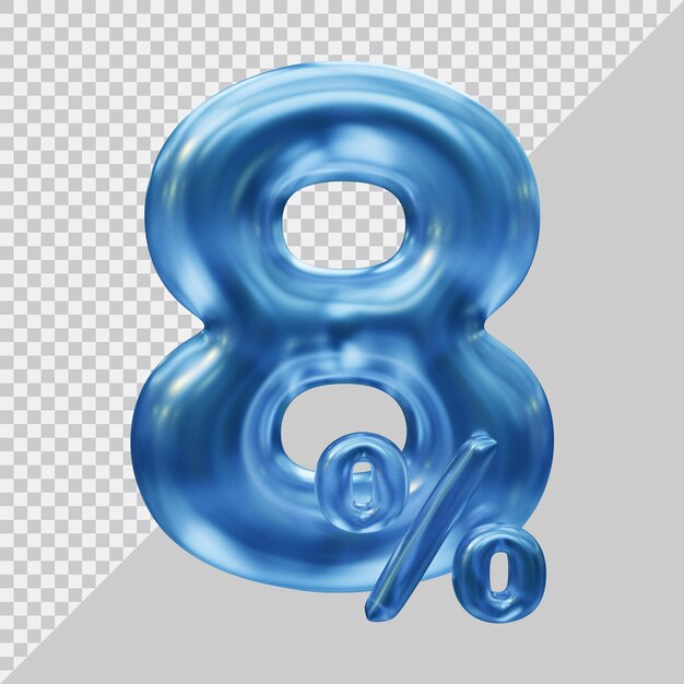representación 3d del 8 por ciento con estilo moderno
