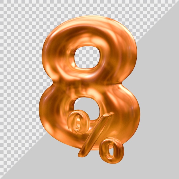 representación 3d del 8 por ciento con estilo moderno