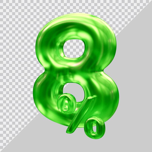 representación 3d del 8 por ciento con estilo moderno