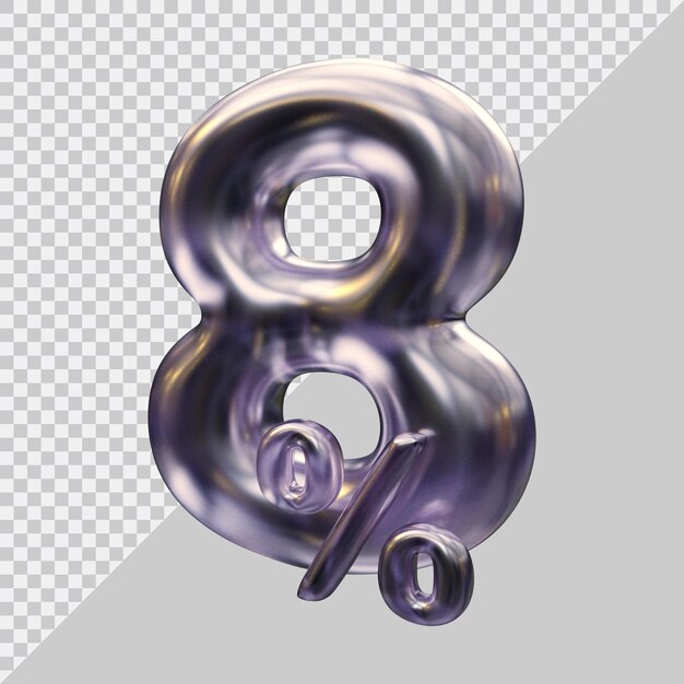 representación 3d del 8 por ciento con estilo moderno